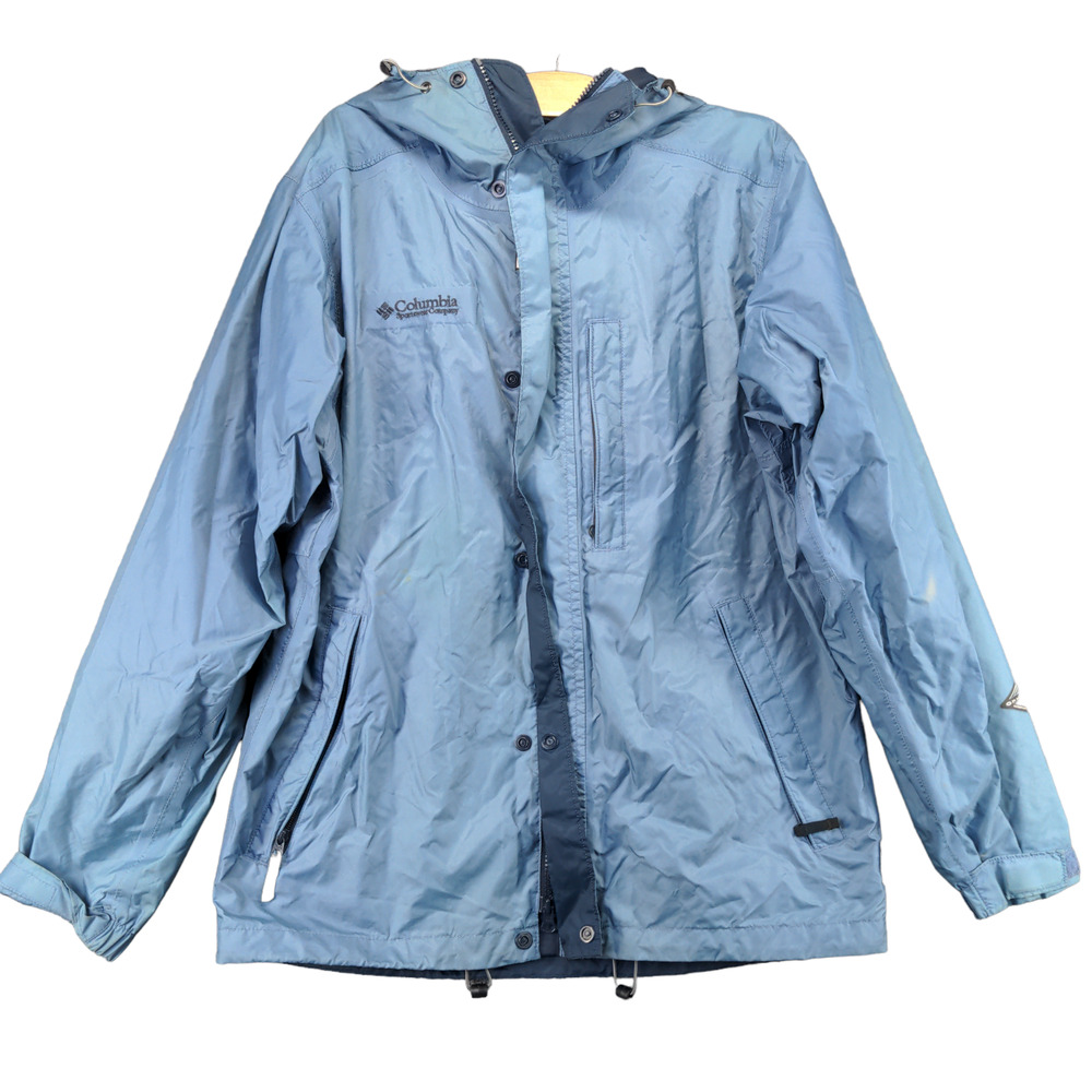 Columbia Omni-Tech Windbreaker Jacket Mens Small Blue Breathable Waterproof